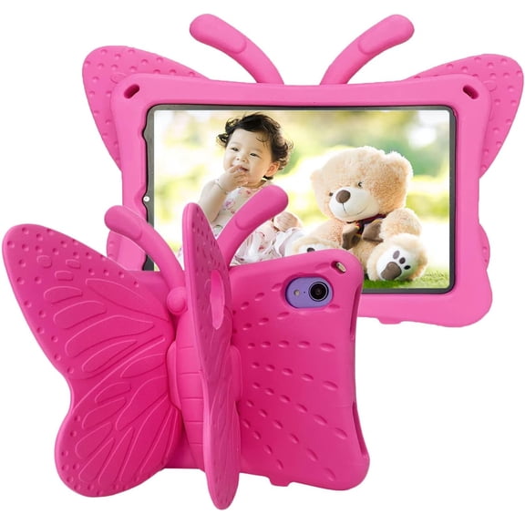 REQO Case for iPad mini 7 A17 Pro Mini 6 8.3 Inch iPad mini Case for Kids, Cute Butterfly Shockproof EVA Foam Stand Cover for iPad mini (6th 7th Generation) 8.3" Tablet for Girls