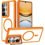 REQO Clear Case Compatible with Samsung Galaxy S25 Ultra with Lens Stand,Magnetic Camera Lens Protector Anti Scratch-Resistant Crystal Transparent Back Cover for Galaxy S25 Ultra