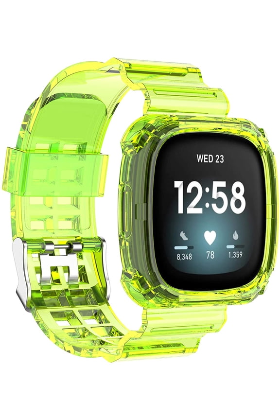 Clear Watch Band Compatible with Fitbit Sense 2 / Sense Bands, Fitbit Versa 4 / Versa 3 Bands Women Men, Silicone Transparent Crystal Bumper Case Band for Fitbit Sense 2 / Versa 4 Smart Watch