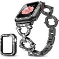 thumbnail image 1 of REQO Compatible with Apple Watch Band 38mm 40mm 41mm 42mm 44mm 45mm 46mm, Women Bling Jewelry Bands with Tempered Glass Screen Protector Case, Shiny Strap for iWatch Series 10/9/8/7/6/5/4/3/2/1/SE, 1 of 7