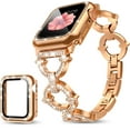 thumbnail image 1 of REQO Compatible with Apple Watch Band 38mm 40mm 41mm 42mm 44mm 45mm 46mm, Women Bling Jewelry Bands with Tempered Glass Screen Protector Case, Shiny Strap for iWatch Series 10/9/8/7/6/5/4/3/2/1/SE, 1 of 7