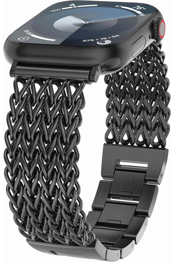Compatible with Apple Watch Band 44/45/46/49 Women, Dressy Stainless Steel Metal Adjustable Chain Strap Link Bracelet Wristband for iWatch Series 11 10 9 8 7 6 5 4 3 2 1 Ultra SE(45mm)