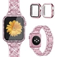 thumbnail image 1 of REQO Compatible with Apple Watch Band with Screen Protector Case, Jewelry Replacement Bands 46mm 45mm 44mm 42mm 41mm 40 mm 38mm 2 Pack Protective Cover for iWatch Series 10/9/8/7/6/5/4/3/2/1/SE Women, 1 of 5