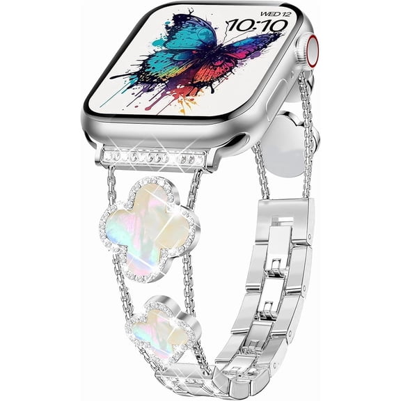 REQO Compatible with Apple Watch Ultra Band 38MM 40MM 41MM 42MM 44MM 45MM 46MM 49MM Series 10 9 8 7 6 5 4 3 2 1 Smartwatch wistband Bracelet Strap Lucky clover Bracelet iWatch Band for Women(38MM)