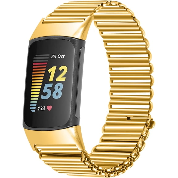 REQO Compatible with Fitbit Charge 5 Band Women Men,Adjustable Metal Breathable Sport Band Compatible with Fitbit Charge 6 Smartwatch Loop Stretchy Wristband