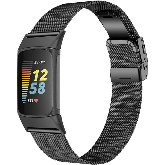 REQO Compatible with Fitbit Charge 6 Band Women Men,Stainless steel metal Replacement Sports & Fitness Watch Wristband Compatible with Fitbit Charge 5 bands for women men