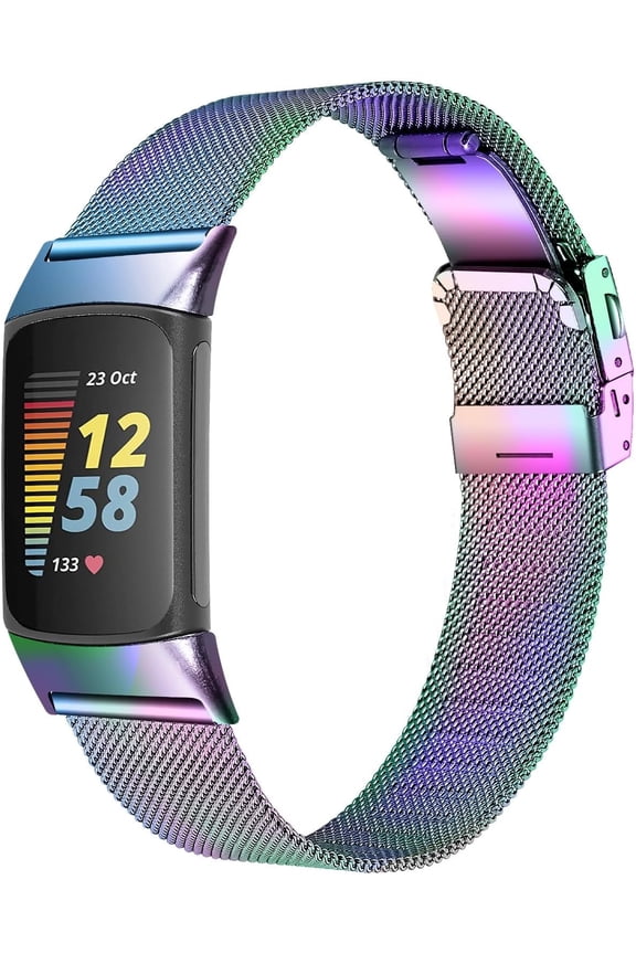 Compatible with Fitbit Charge 6 Band Women Men,Stainless steel metal Replacement Sports & Fitness Watch Wristband Compatible with Fitbit Charge 5 bands for women men