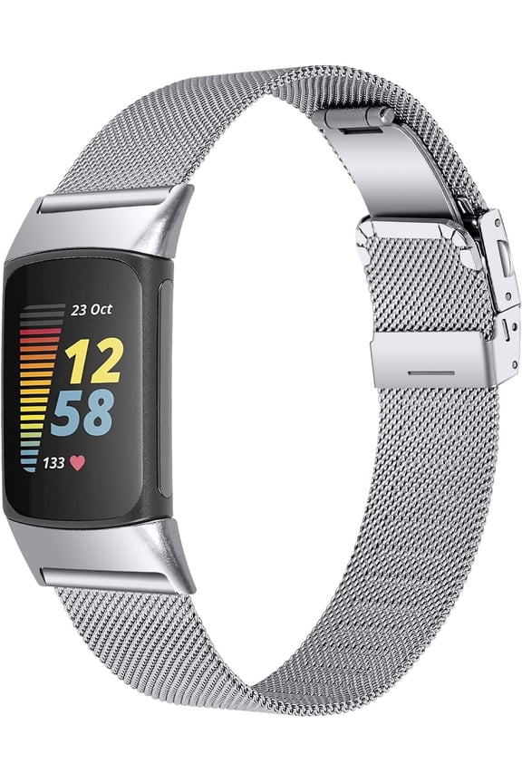 Compatible with Fitbit Charge 6 Band Women Men,Stainless steel metal Replacement Sports & Fitness Watch Wristband Compatible with Fitbit Charge 5 bands for women men