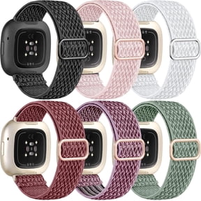 REQO Compatible with Fitbit Sense 2 Bands/Sense/Versa 3/Versa 4 Bands for Women, Water-Resistant Solo Loop Elastic Nylon Sport Strap Compatible with Fitbit Smartwatch, 6 Pack