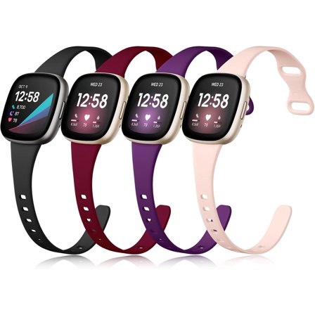 REQO Compatible with Fitbit Sense/Sense 2 Bands/Versa 4/ Versa 3 Bands Women Men, Sport Slim Accessories, Band for Fitbit Versa 4/ Versa 3/ Sense 2/ Sense Watch