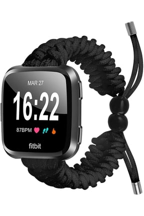 Compatible with Fitbit Versa 2 Bands, Woven Nylon Friendship Rope Outdoor Survival Weave Adjustable Replacement Straps Wristbands Accessories for Versa Lite,Versa 2,SE