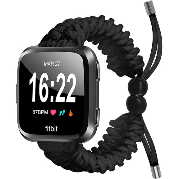 REQO Compatible with Fitbit Versa 2 Bands, Woven Nylon Friendship Rope Outdoor Survival Weave Adjustable Replacement Straps Wristbands Accessories for Versa Lite,Versa 2,SE
