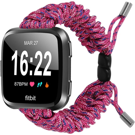 REQO Compatible with Fitbit Versa 2 Bands, Woven Nylon Friendship Rope Outdoor Survival Weave Adjustable Replacement Straps Wristbands Accessories for Versa Lite,Versa 2,SE