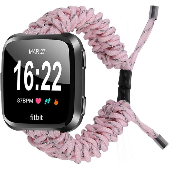 REQO Compatible with Fitbit Versa 2 Bands, Woven Nylon Friendship Rope Outdoor Survival Weave Adjustable Replacement Straps Wristbands Accessories for Versa Lite,Versa 2,SE