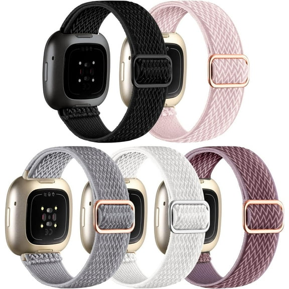 REQO Compatible with Fitbit Versa 3/Fitbit Versa 4 /Fitbit Sense/Sense 2 Bands for Women Men, Adjustable Stretchy Solo Loop Elastic Nylon Sport Strap for SmartWatch Replacement