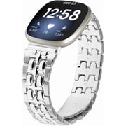 REQO Compatible with Fitbit Versa 4 Sense 2 Band Women Men,Adjustable Stainless steel metal replacement wristband,Compatible with Fitbit Versa 3 Sense bands for women men