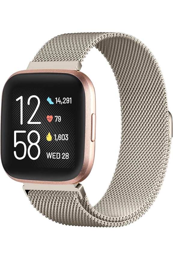 Compatible with Fitbit Versa and Versa 2 Bands for Women Men, Stainless Steel Metal Mesh Magnetic Band Bracelet Strap Replacement for Fitbit Versa/Versa Lite SE