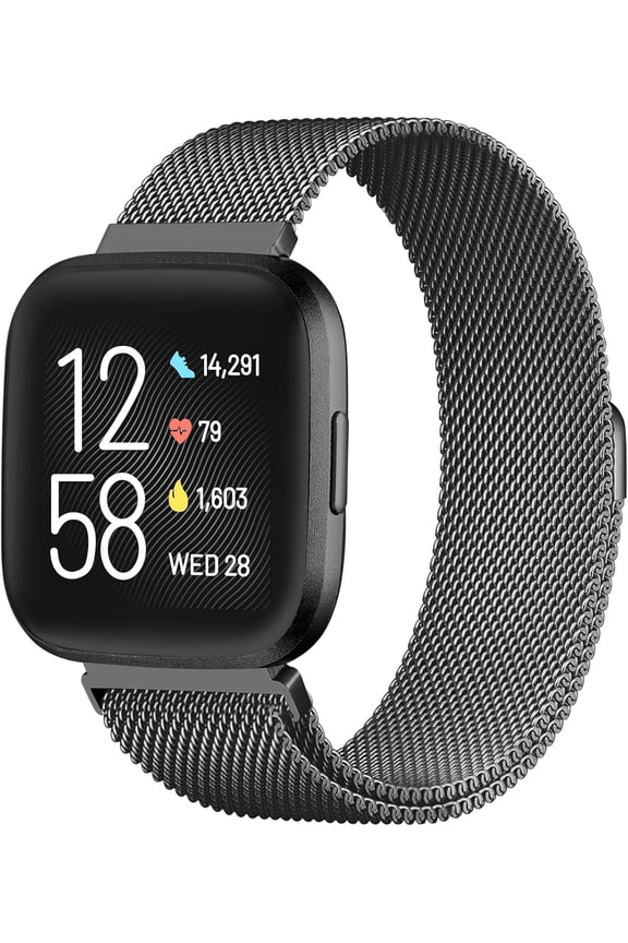 Compatible with Fitbit Versa and Versa 2 Bands for Women Men, Stainless Steel Metal Mesh Magnetic Band Bracelet Strap Replacement for Fitbit Versa/Versa Lite SE