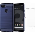 thumbnail image 1 of REQO Compatible with Google Pixel 3 XL Case and Tempered Glass Screen Protector Cover Cell Accessories Silicone Phone Cases for Pixel3XL Pixel3 LX Pixle 3XL Pixel3XL 3LX 3L 2019 Blue Carbon Fiber, 1 of 6