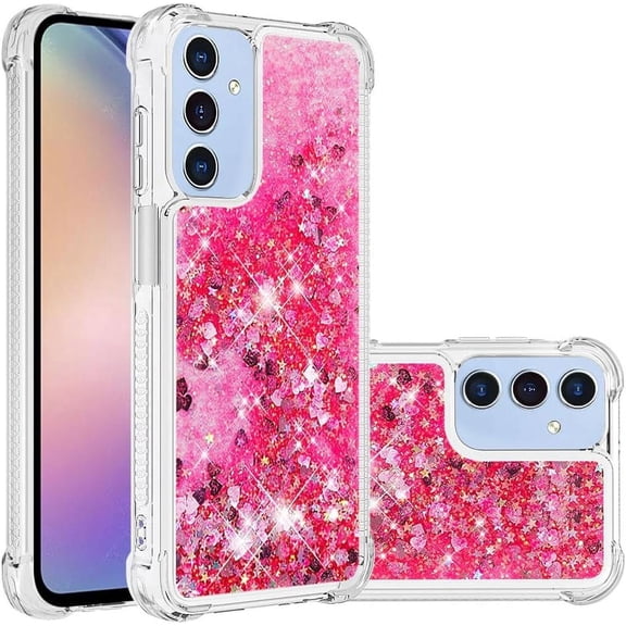 REQO Compatible with Samsung Galaxy A37 5G Case Glitter Sparkle Cute Liquid Clear Flowing Quicksand Shockproof TPU Protective Girly Women Phone Case for Samsung Galaxy A37 5G