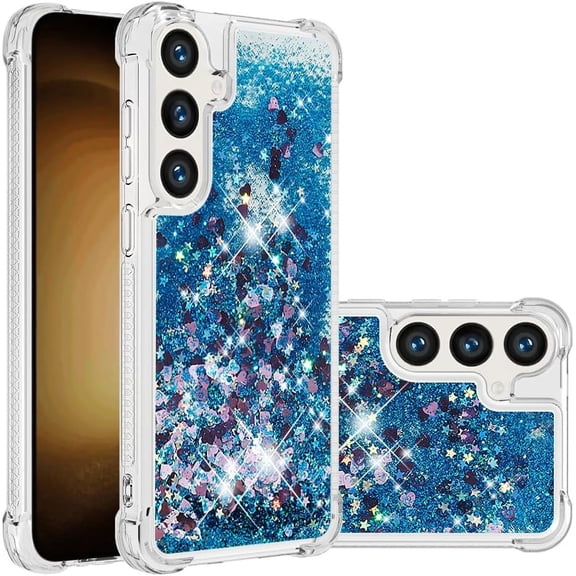 REQO Compatible with Samsung Galaxy S25 FE Case Glitter Sparkle Cute Liquid Clear Flowing Quicksand Shockproof TPU Protective Girly Women Phone Case for Samsung Galaxy S25 FE