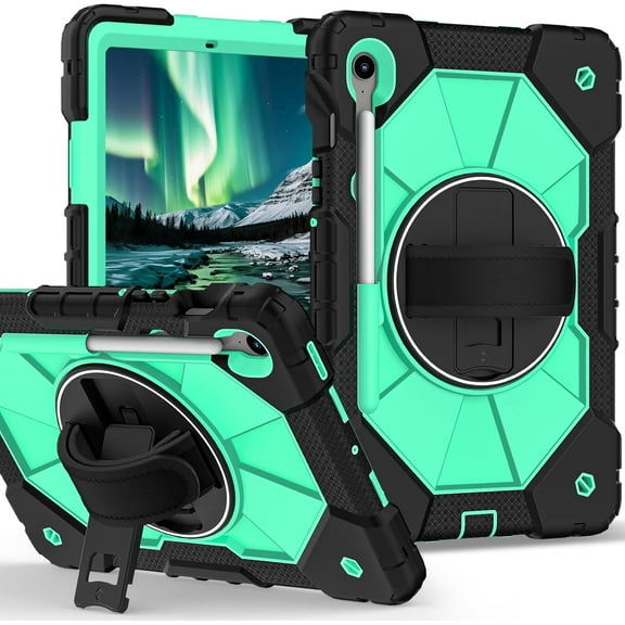 REQO Compatible with Samsung Galaxy Tab S10 FE/ S9 FE 5G 10.9 Inch/Tab S9 11 Inch Shockproof Protective Case : with Hand Strap Shoulder Strap Pen Holder and Kickstand