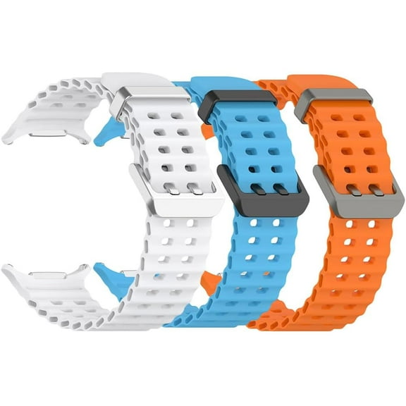 REQO Compatible for Samsung Galaxy Watch 7 Ultra Band 47mm,（3 Pack） Soft Ocean Silicone Sport Strap Women Men Replacement Accessory Fit for Samsung Galaxy Watch Ultra Band