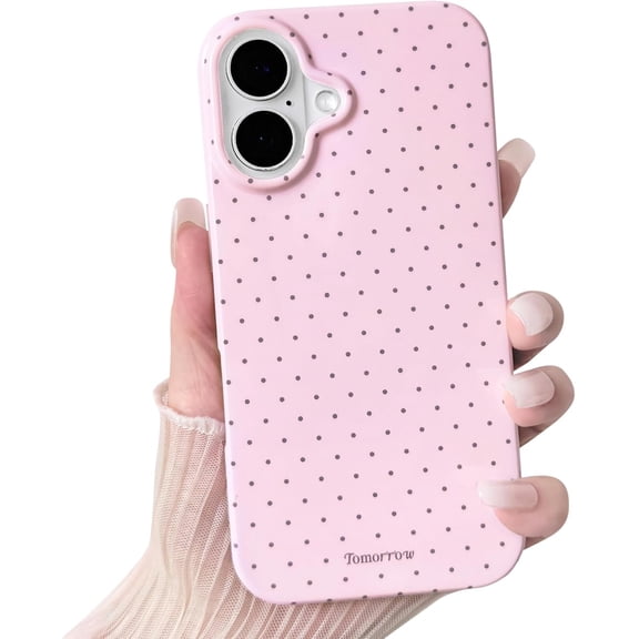 REQO Compatible for iPhone 16 Case Cute Aesthetics Polka Dot Design for Girls Women Soft TPU Shockproof More Protective Girly for iPhone 16 Case