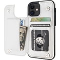 thumbnail image 1 of REQO Compatible with iPhone 12 Compatible with iPhone 12 Pro Wallet Case with Card Holder, PU Leather Kickstand Card Slots Case, Double Magnetic Clasp Durable Shockproof Cover 6.1 Inch(White), 1 of 7