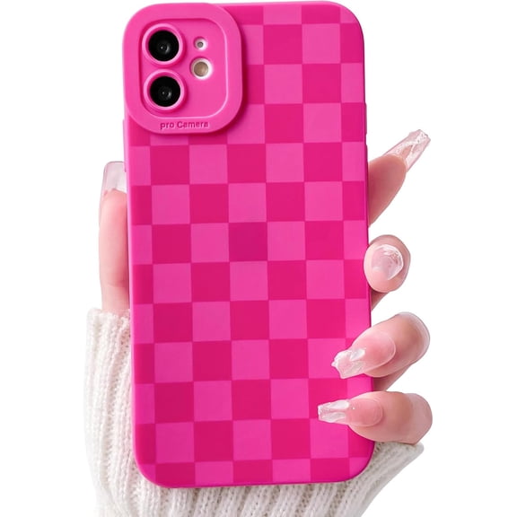 REQO Compatible for iPhone 12 Mini Case Cute Checkerboard Lattice Plaid with Color Design for Girls Women Soft TPU Shockproof Protective Girly for iPhone 12 Mini Case