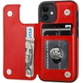 thumbnail image 1 of REQO Compatible with iPhone 12 Mini Wallet Case with Card Holder, PU Leather Kickstand Card Slots Case, Double Magnetic Clasp and Durable Shockproof Cover 5.4 Inch(Red), 1 of 7