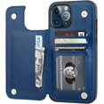thumbnail image 1 of REQO Compatible with iPhone 12 Pro Max Wallet Case with Card Holder,PU Leather Kickstand Card Slots Case, Double Magnetic Clasp and Durable Shockproof Cover 6.7 Inch(Blue), 1 of 7