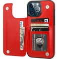 thumbnail image 1 of REQO Compatible with iPhone 13 Pro Max Wallet Case with Card Holder,PU Leather Kickstand Card Slots Case, Double Magnetic Clasp and Durable Shockproof Cover 6.7 Inch(Red), 1 of 7