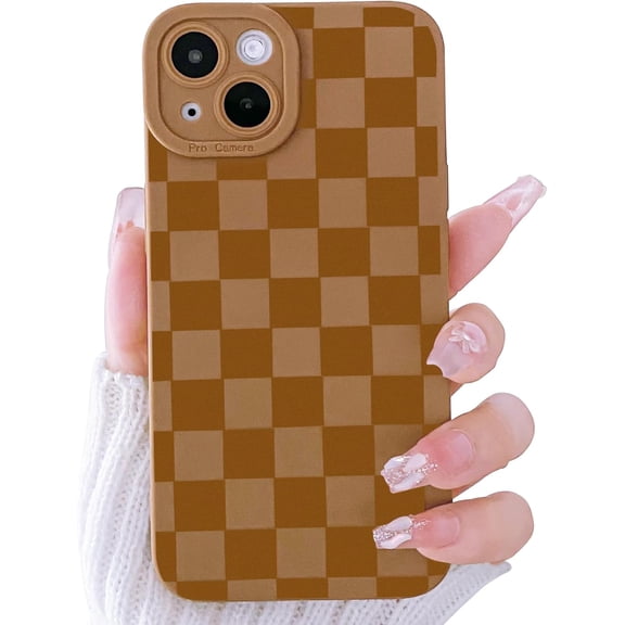 REQO Compatible for iPhone 15 Case Cute Checkerboard Lattice Plaid with Color Design for Girls Women Soft TPU Shockproof Protective Girly for iPhone 15 Case