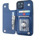 thumbnail image 1 of REQO Compatible with iPhone 15 Plus Wallet Case with Card Holder, PU Leather Kickstand Card Slots Case, Double Magnetic Clasp and Durable Shockproof Cover 6.7 Inch (Blue), 1 of 6