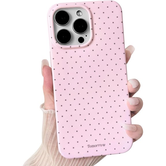 REQO Compatible for iPhone 15 Pro Case Cute Aesthetics Polka Dot Design for Girls Women Soft TPU Shockproof More Protective Girly for iPhone 15 Pro Case