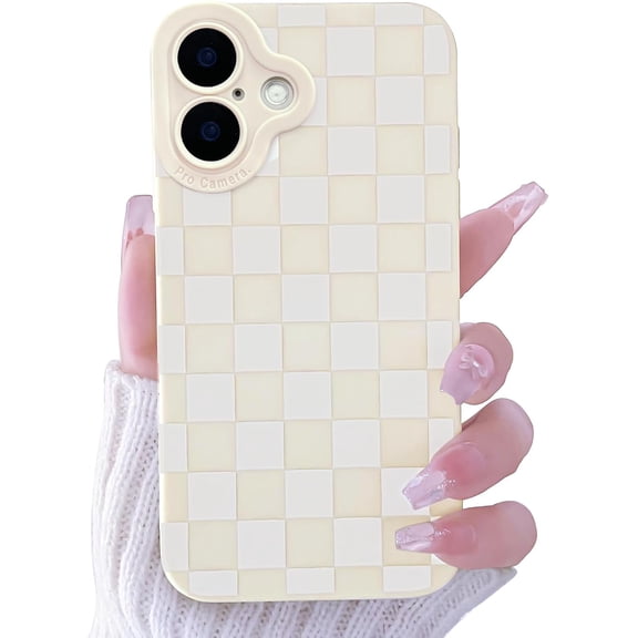 REQO Compatible for iPhone 16 Pro Case Cute Checkerboard Lattice Plaid with Color Design for Girls Women Soft TPU Shockproof Protective Girly for iPhone 16 Pro Case