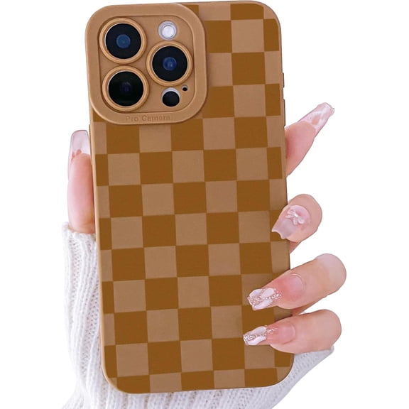 REQO Compatible for iPhone 16 Pro Case Cute Checkerboard Lattice Plaid with Color Design for Girls Women Soft TPU Shockproof Protective Girly for iPhone 16 Pro Case