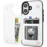 REQO Compatible with iPhone 16 Wallet Case with Card Holder, PU Leather Kickstand Card Slots Case, Double Magnetic Clasp and Durable Shockproof Cover 6.1 Inch