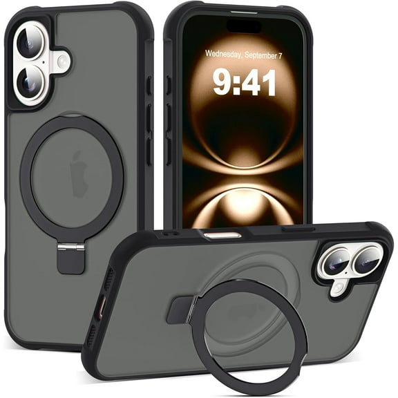 REQO Compatible with iPhone 16E Case with Invisible Magnetic O-Ring Stand Military-Grade Case for iPhone 16E 6.1" 2025 [Compatible with Mag-Safe][Great Grip Feeling]