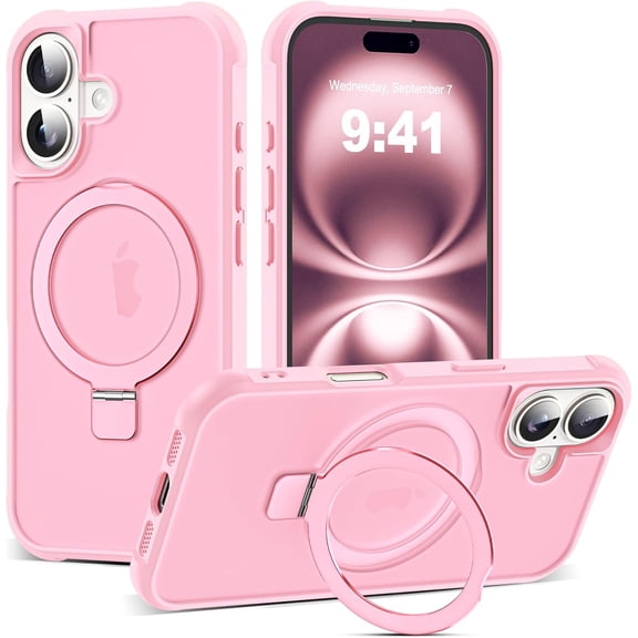 REQO Compatible with iPhone 16E Case with Invisible Magnetic O-Ring Stand Military-Grade Case for iPhone 16E 6.1" 2025 [Compatible with Mag-Safe][Great Grip Feeling]