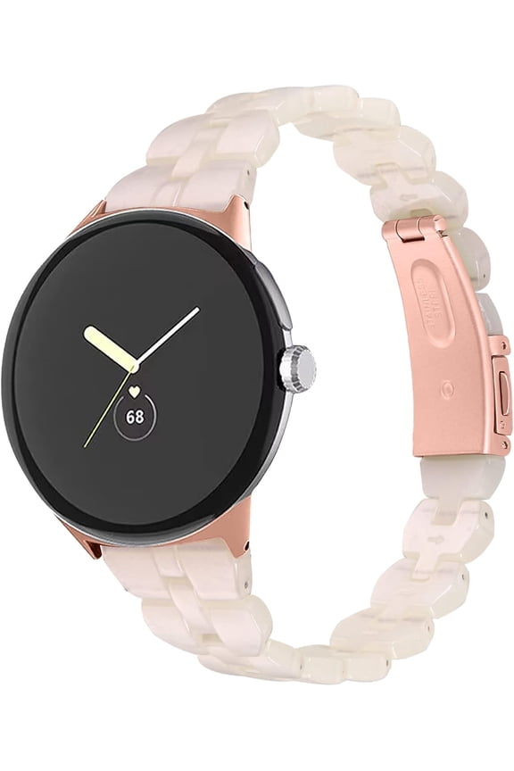 Compatible with Google Pixel Watch 3 41mm/2, Slim Lightweight Resin Band With Stainless Steel Buckle for Women & Men