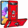 thumbnail image 1 of REQO Designed for Google Pixel 6a Case with HD Screen Protector, Military-Grade Metal Ring Holder Kickstand 15ft Drop Tested Shockproof Cover Case for Pixel 6a Red, 1 of 7