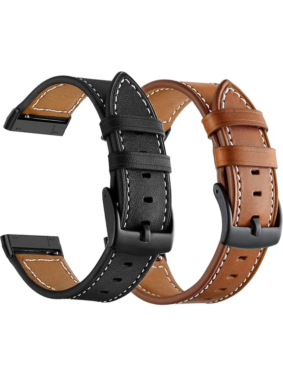 Fitbit Versa 4 Bands, Geniue Leather Replacement Watch Strap for Fitbit Versa 4/ Versa 3, Fitbit Sense 2/Sense Bands for Women Men