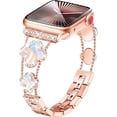 thumbnail image 1 of REQO Four-Leaf Clover Band Fit Bling Apple Watch Bands for Women 41mm 40mm 38mm 42mm-S10, Thin Metal Sparkly iWatch Bands Slim Glitter for iPhone Watch Bands Series 10 9 8 7 6 5 4 3 2 1 SE, 1 of 6