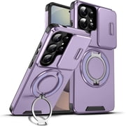 REQO for Galaxy S26 Case with Slide Camera Cover, Military Grade Drop Protection Heavy Duty Shockproof with 360  Rotate Kickstand Case for Samsung Galaxy S26