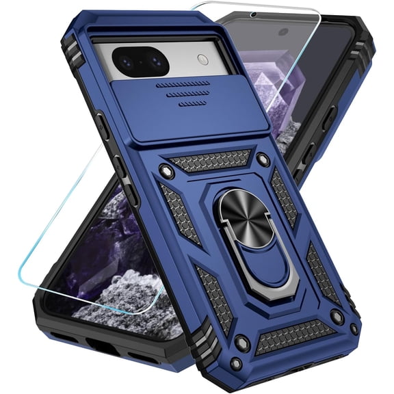 REQO for Google Pixel 8A Case with HD Screen Protector & Slide Camera Cover & Kickstand, [Not for Pixel 7A/7 Pro Phone], for Google 8A Case [Military Grade] for Google Pixel 8A (Z_Rosegold)