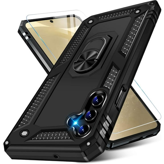 REQO Heavy Duty Case for Samsung Galaxy S25 Phone Case with Screen Protector, Military Grade Shockproof Rugged Protective Cover for Samsung S25, with Metal Ring Magnetic Kickstand