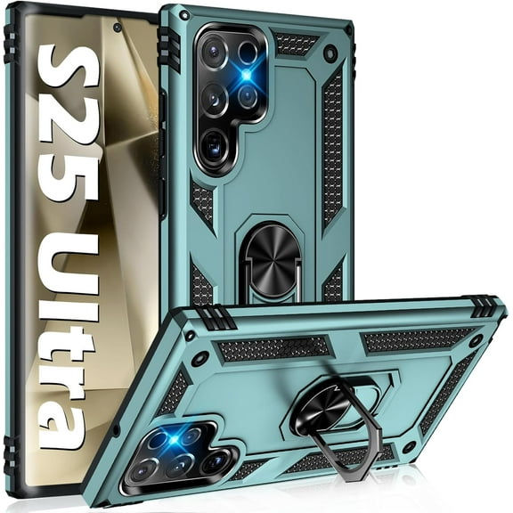 REQO Heavy Duty Case for Samsung Galaxy S25 Ultra Phone Case with Metal Ring Magnetic Kickstand, Military Grade Shockproof Rugged Protective Cover for Samsung S25 Ultra 5G Cell Phone Cover Shell