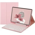 thumbnail image 1 of REQO Keyboard Case for Galaxy Tab A8 10.5 Inch 2022 Model (SM-X200/X205/X207) - Slim Leather Folio Cover with S Pen Holder - Magnetically Wireless Detachable Keyboard - Round Keys (Pink), 1 of 8
